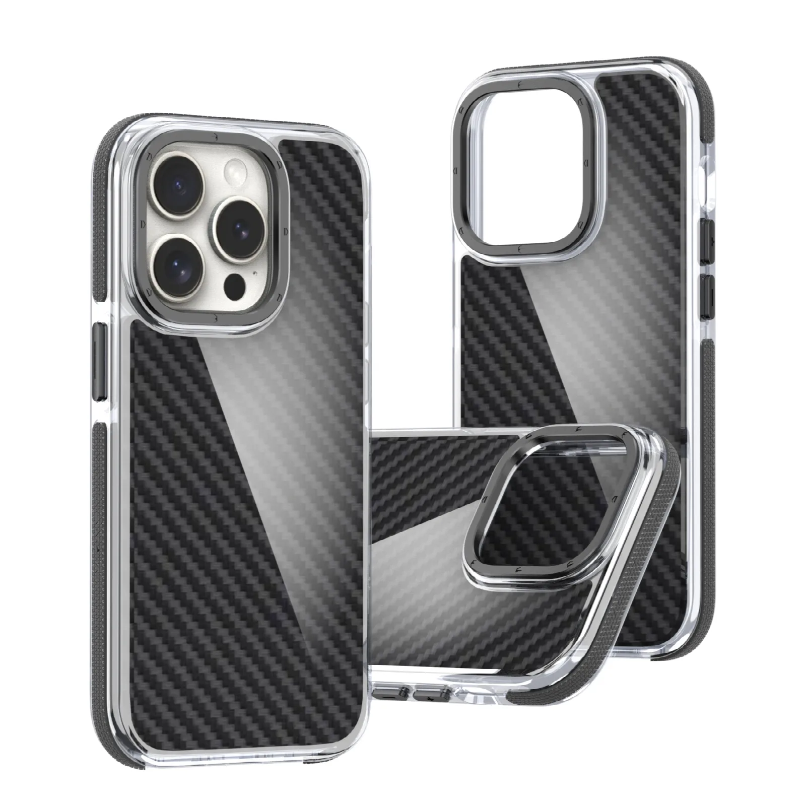 Akrylfodral med kolfiberdesign för iPhone 12 / 12 Pro 6,1″ svart