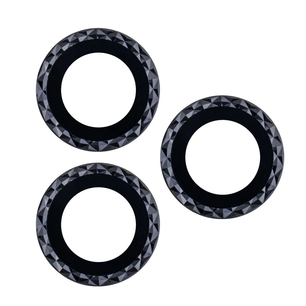 Set av linsglas för iPhone 11 Pro Max svart romb (3 st)