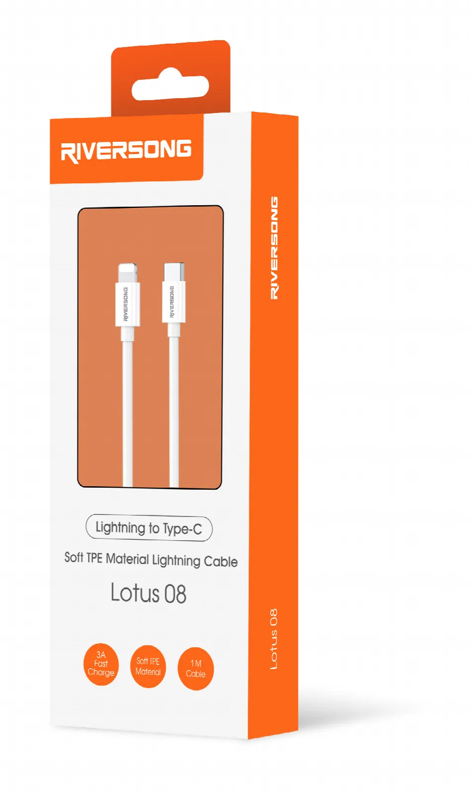 Riversong kabel Lotus 08 USB-C – Lightning 1,0 m 3A ljusgrå CL76