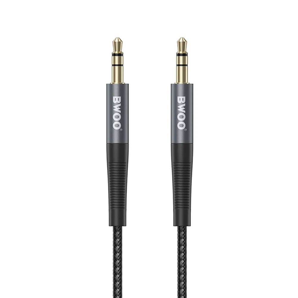 BWOO Cable AUX 3.5mm - 3.5mm Nylon Braided + Aluminum Alloy Shell BO-AUX064 black