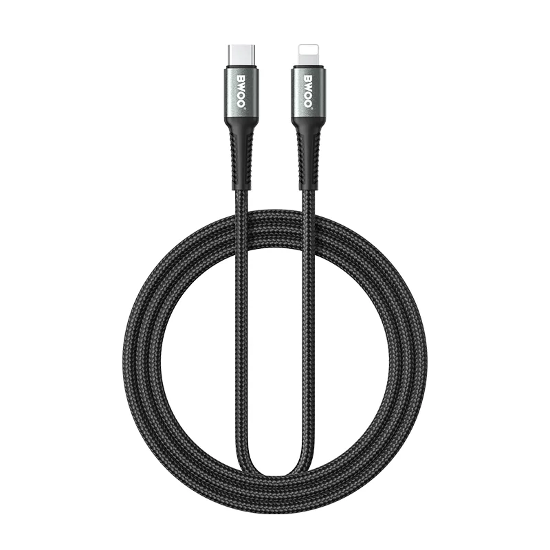 BWOO Braided Cable USB-C – Lightning 3m 30W black
