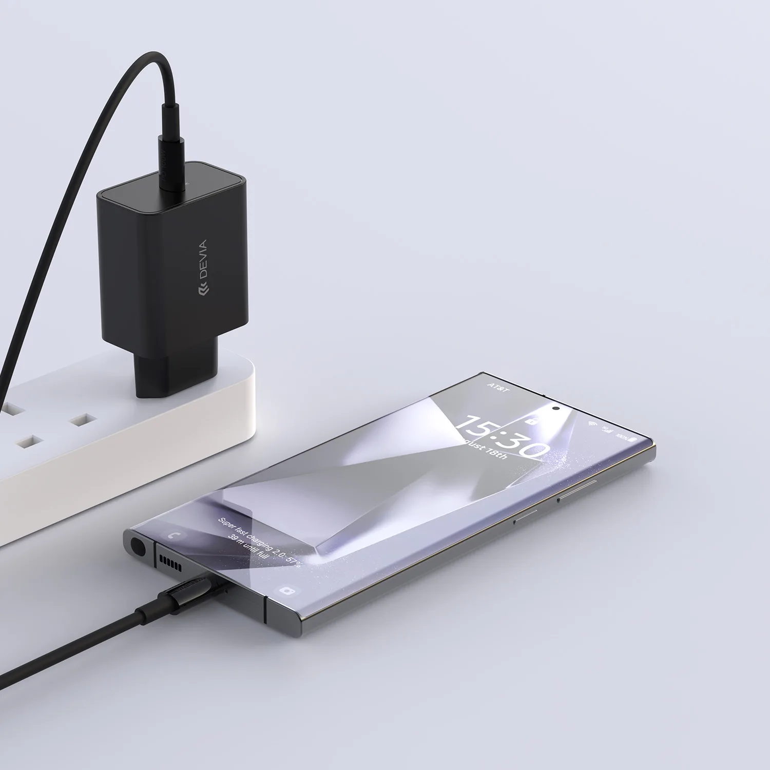 Devia väggladdare Rocket PD 45W 1x USB-C vit + kabel USB-C – USB-C