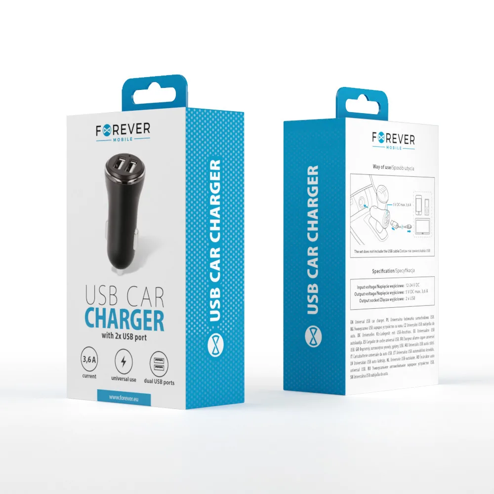 Forever CC-03 car charger 2x USB 3,6A black