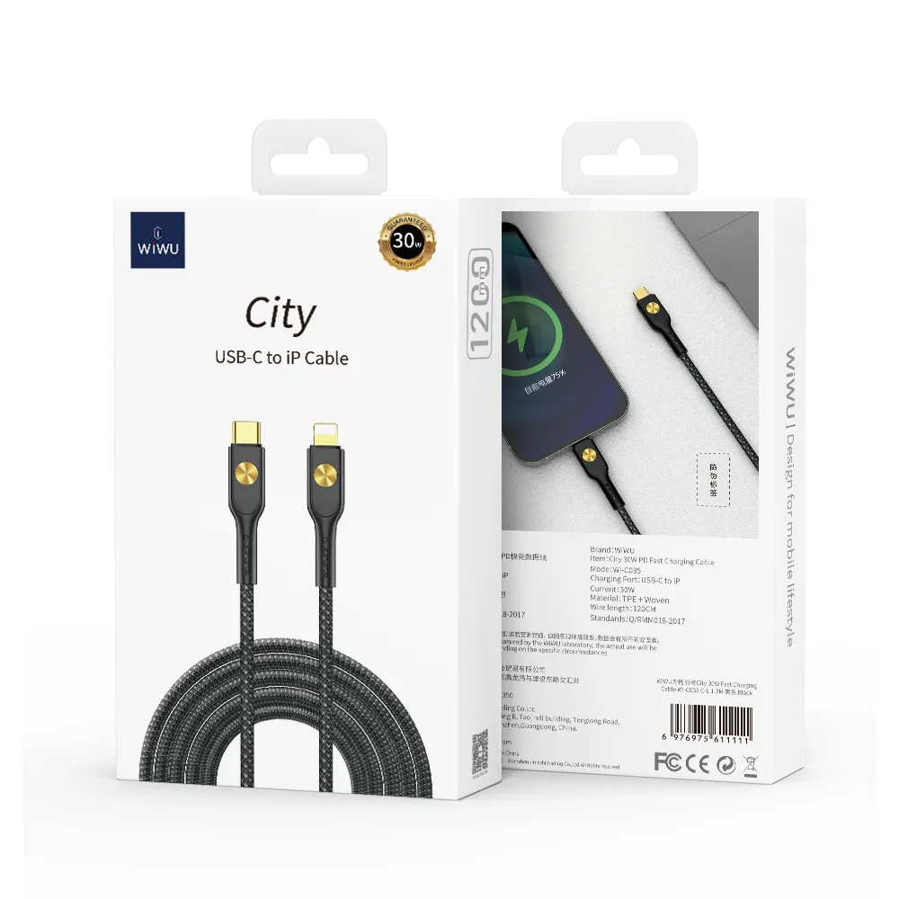 WIWU 30W City Cable Wi-C035 C-L svart