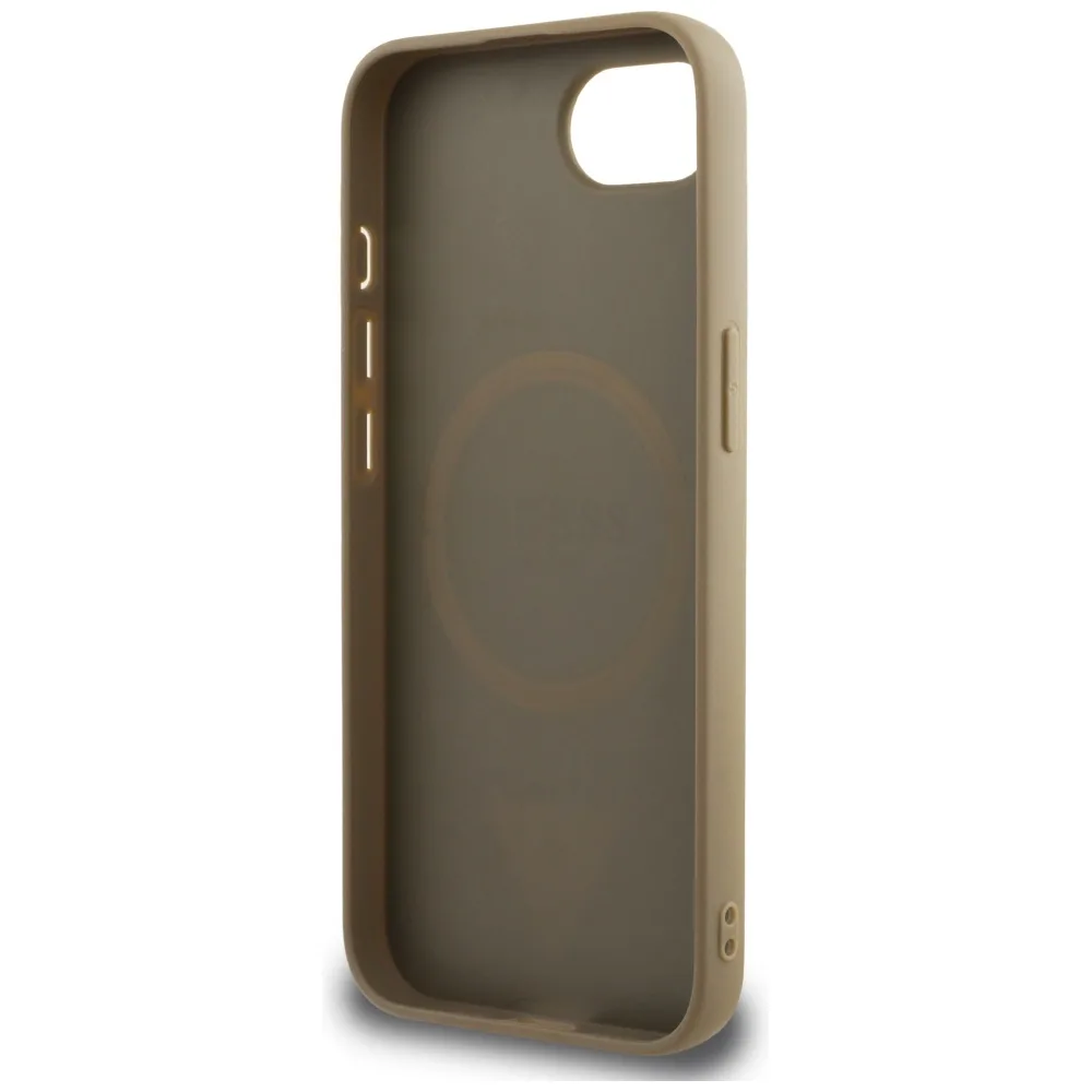 Guess HC MagSafe Kornig PU Triangel-logo-fodral för iPhone 16e Brun