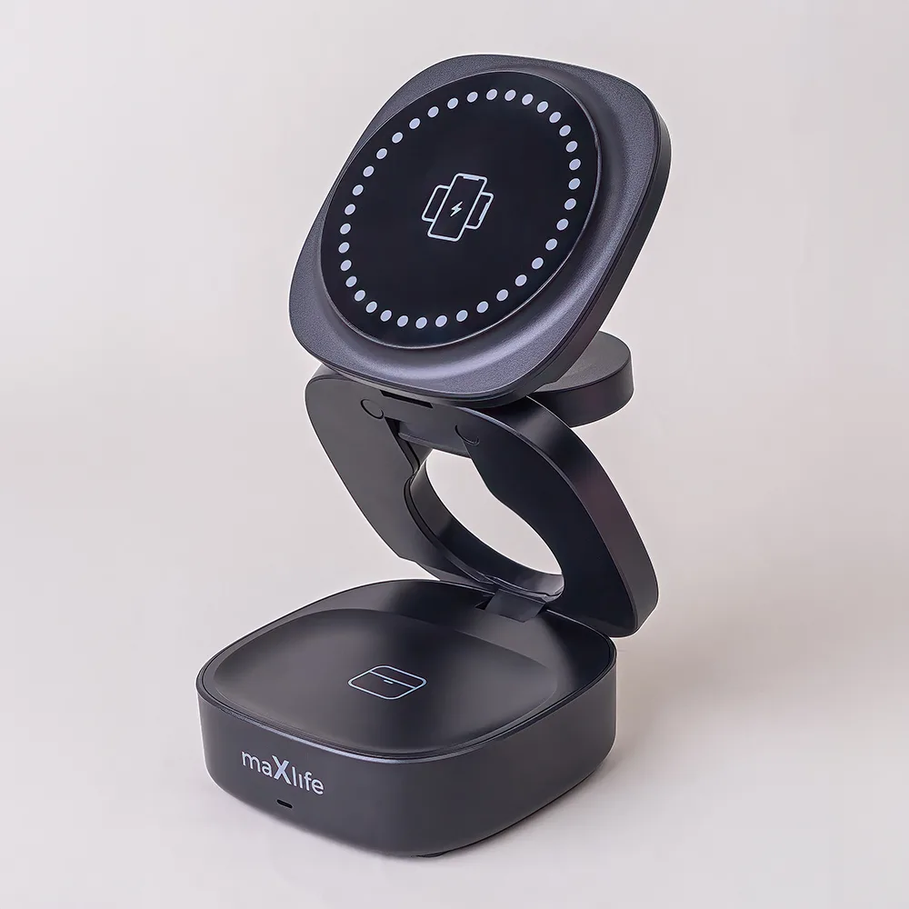 Maxlife MXWC-06 magnetisk trådlös laddare 15W svart 3-i-1