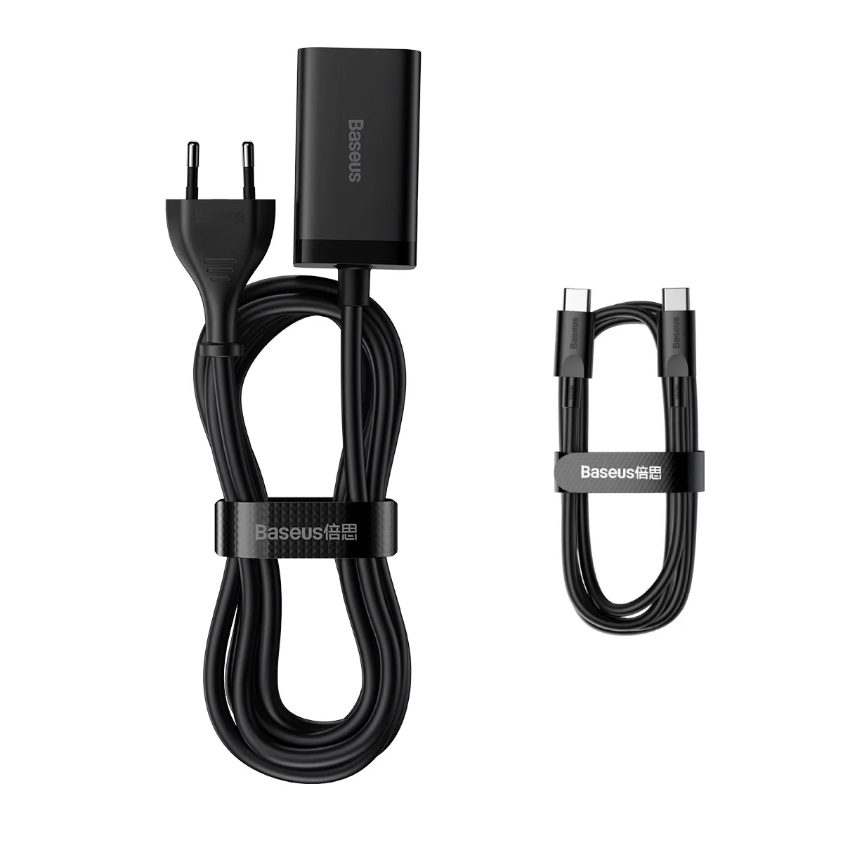 Baseus wall charger GaN3 Pro PD 65W 2x USB-C 2x USB black + USB-C – USB-C cable