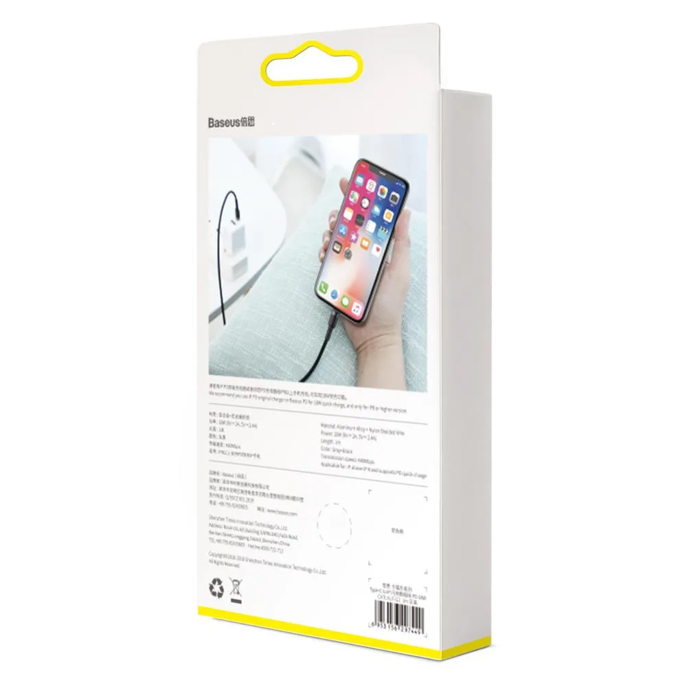 Baseus cable Cafule PD USB-C – Lightning 1,0 m gray-black 18W