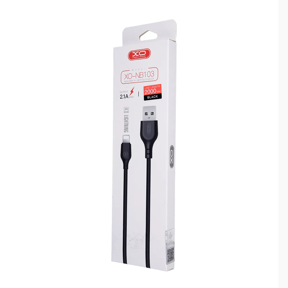 XO-kabel NB103 USB – Lightning 2,0 m 2,1A svart