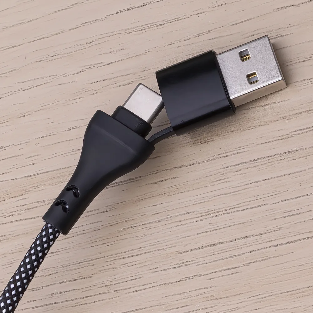 Maxlife ALLin1 cable USB + USB-C – Lightning + 2x USB-C 1,0 m 66W black