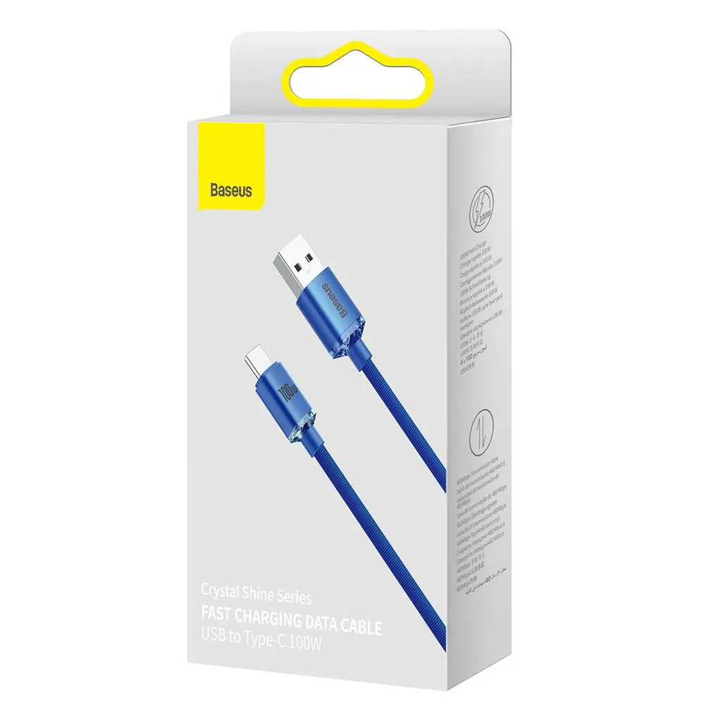 Baseus cable Crystal Shine USB – USB-C 2,0 m 100W blue