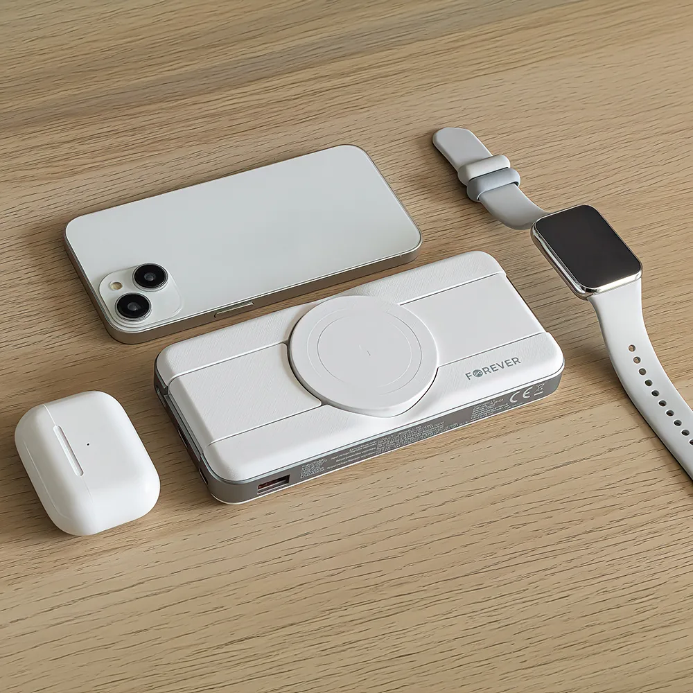 För evigt trådlös powerbank MATB-300 10000 mAh 3-i-1 vit