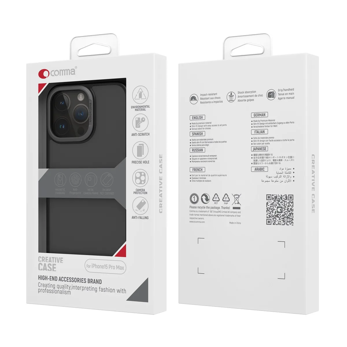 Kommafodral Joy Elegant för iPhone 15 Pro Max grå