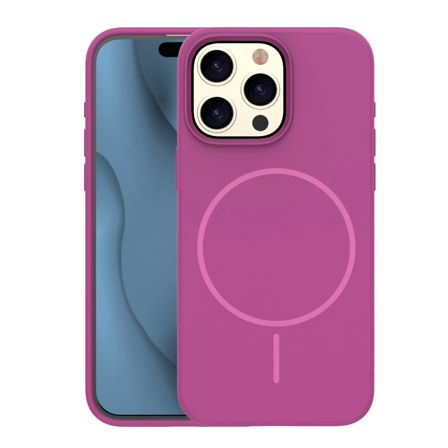 Silicone Thin Mag case for iPhone 15 Pro 6,1" fuschia