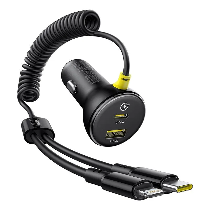 Baseus PD-bilopladdare 1x USB-C – USB-C-port 60W svart