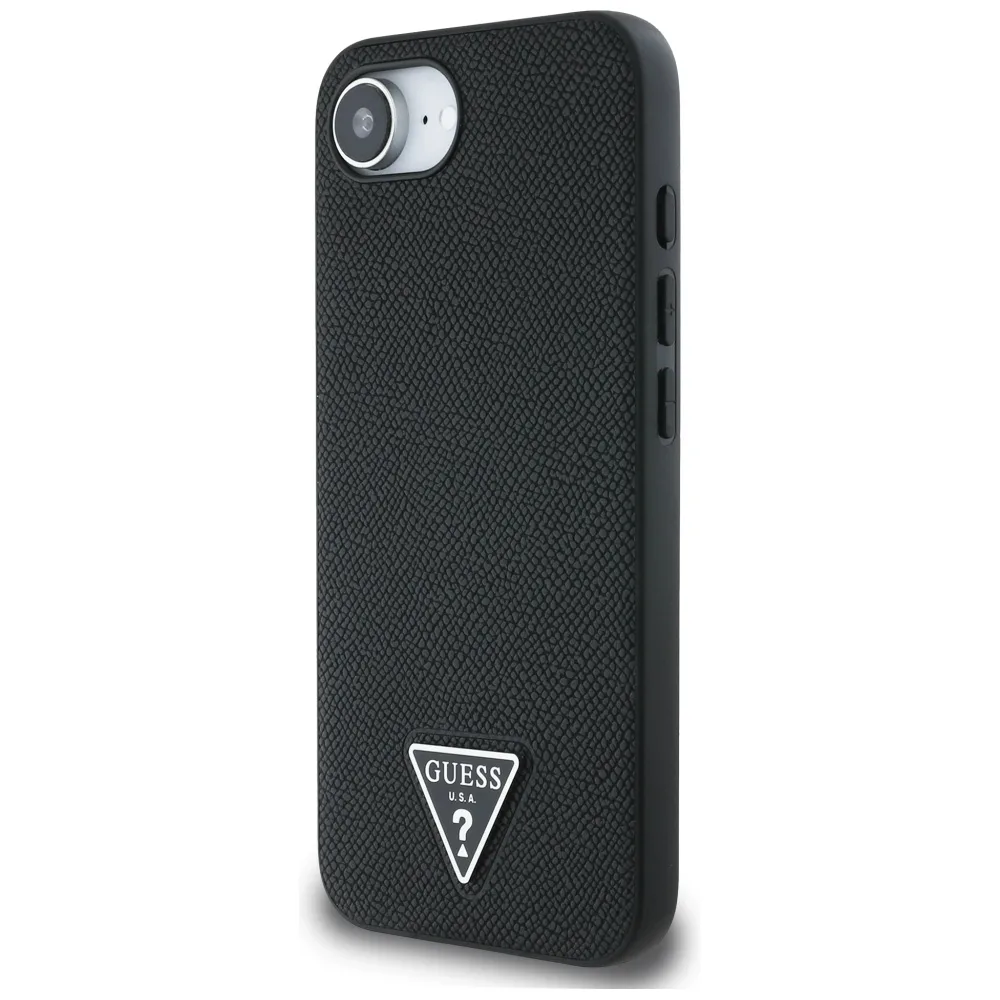 Guess HC MagSafe Grained PU Triangle Logo Case for iPhone 16e Black