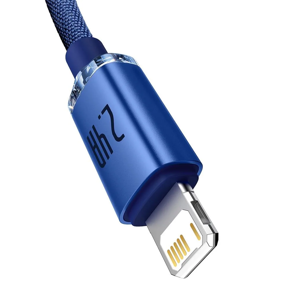 Baseus kabel Crystal Shine USB – Lightning 2,0 m 2,4A blå