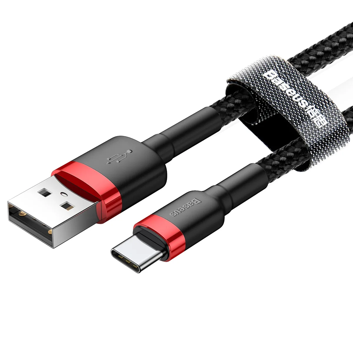 Baseus sladd Cafule USB – USB-C 1,0 m 3A röd-svart