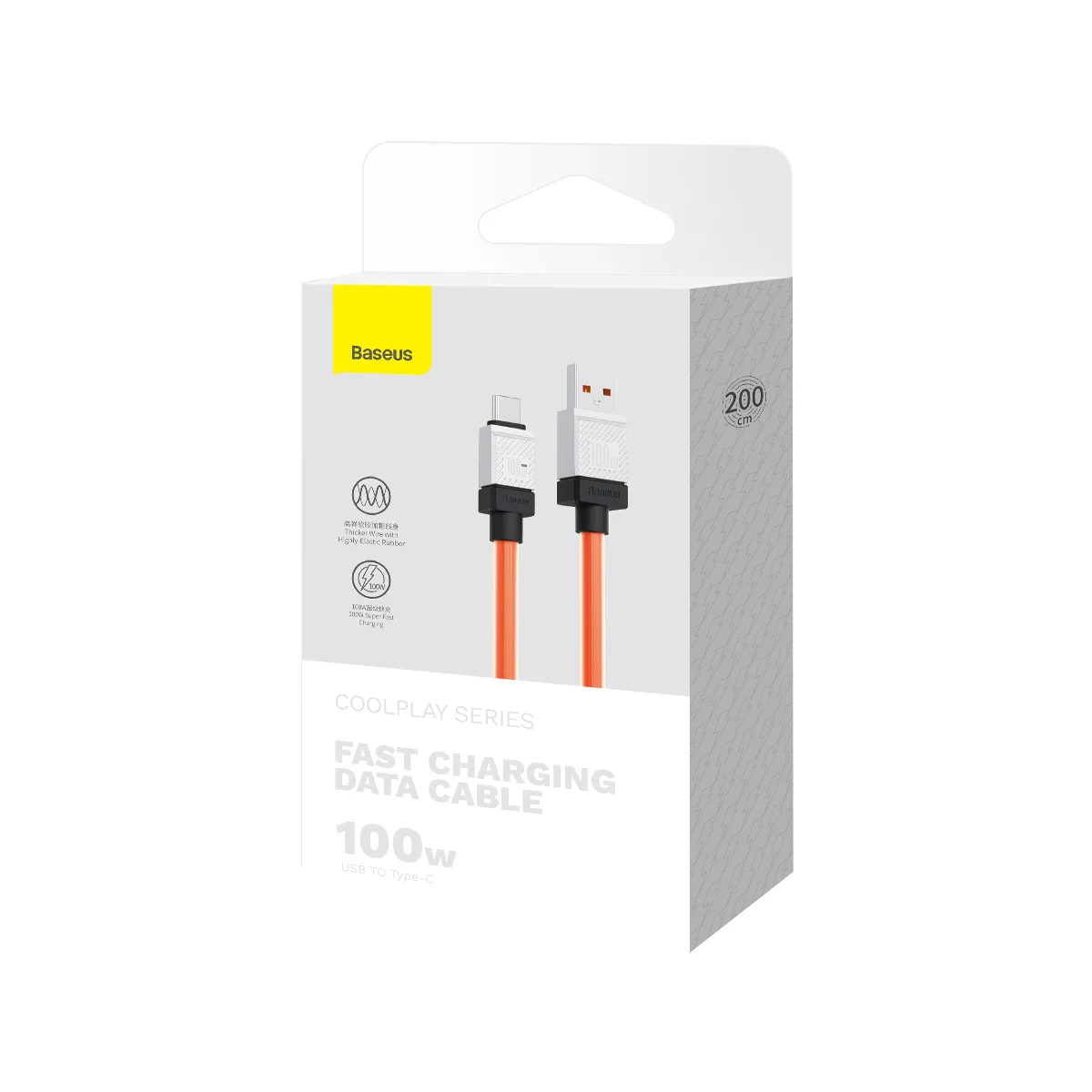 Baseus cable CoolPlay USB – USB-C 2m 100W orange