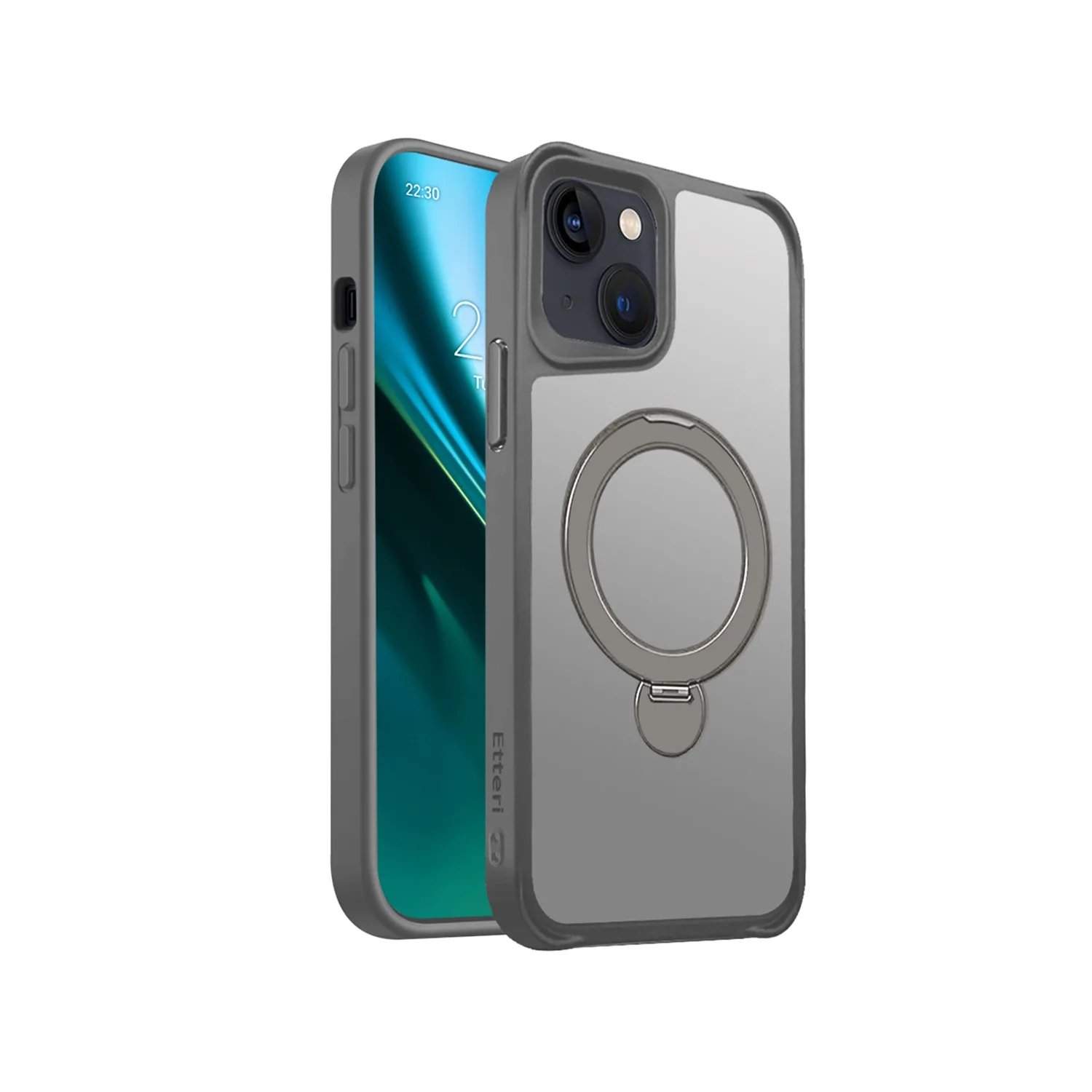 Etteri Matt Mag Ring-fodral för iPhone 14 6,1″ grå