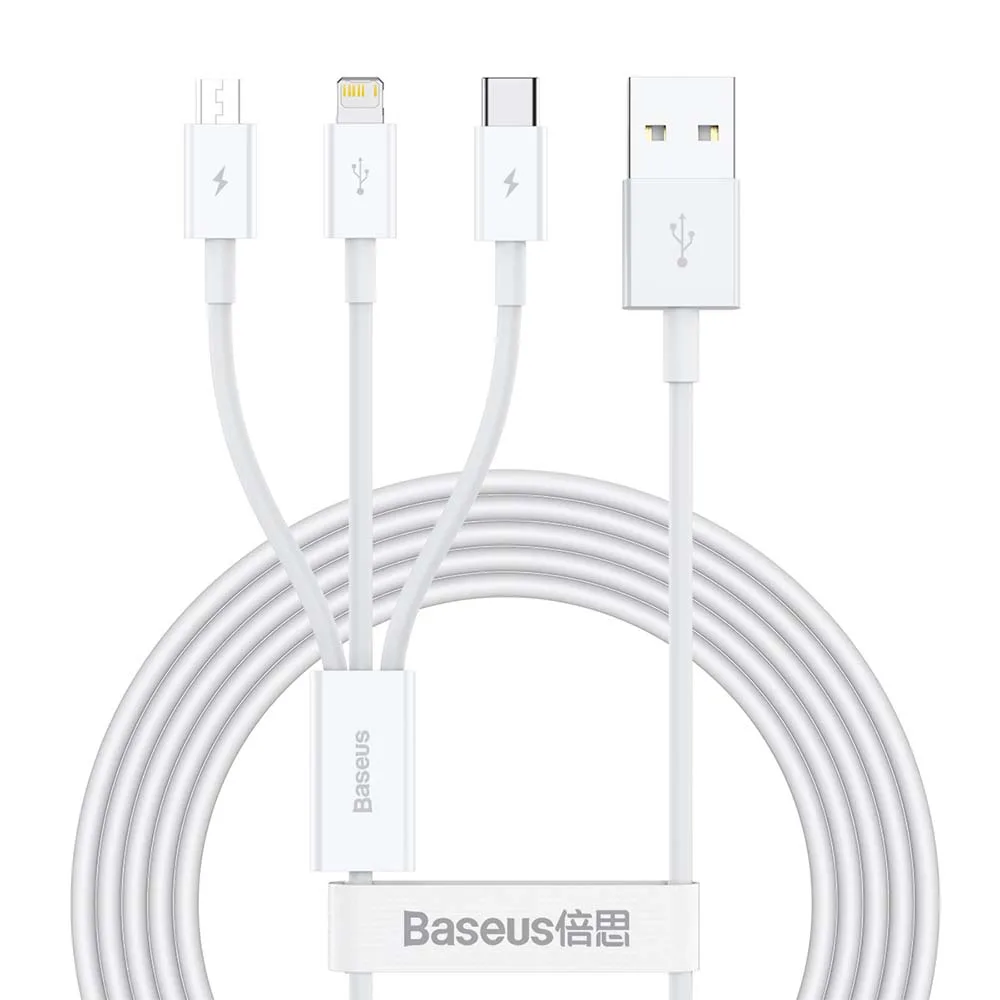 Baseus cable 3in1 Superior USB – Lightning + USB-C + microUSB 1,5 m 3,5A white