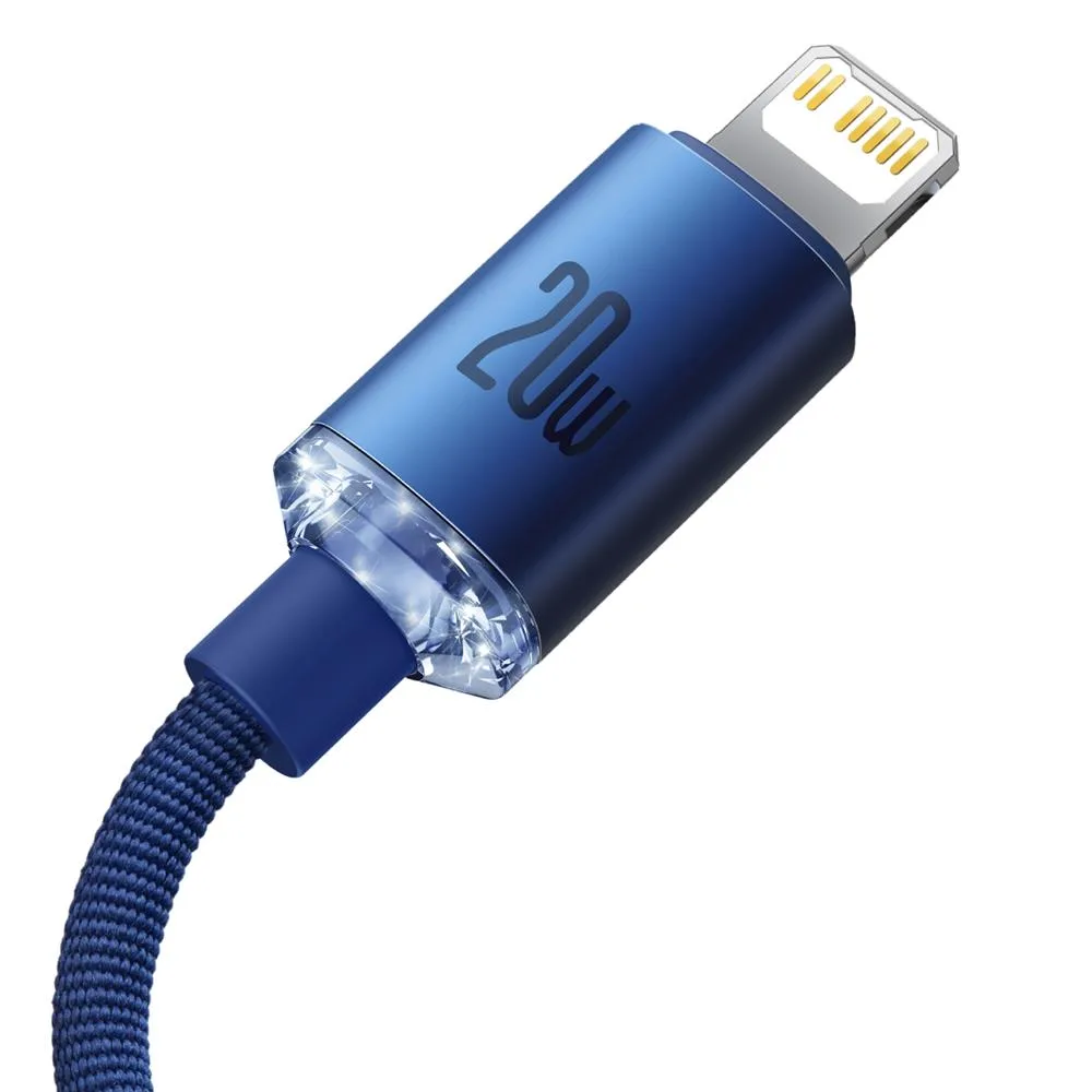 Baseus cable Crystal Shine USB-C – Lightning 2,0 m 20W blue