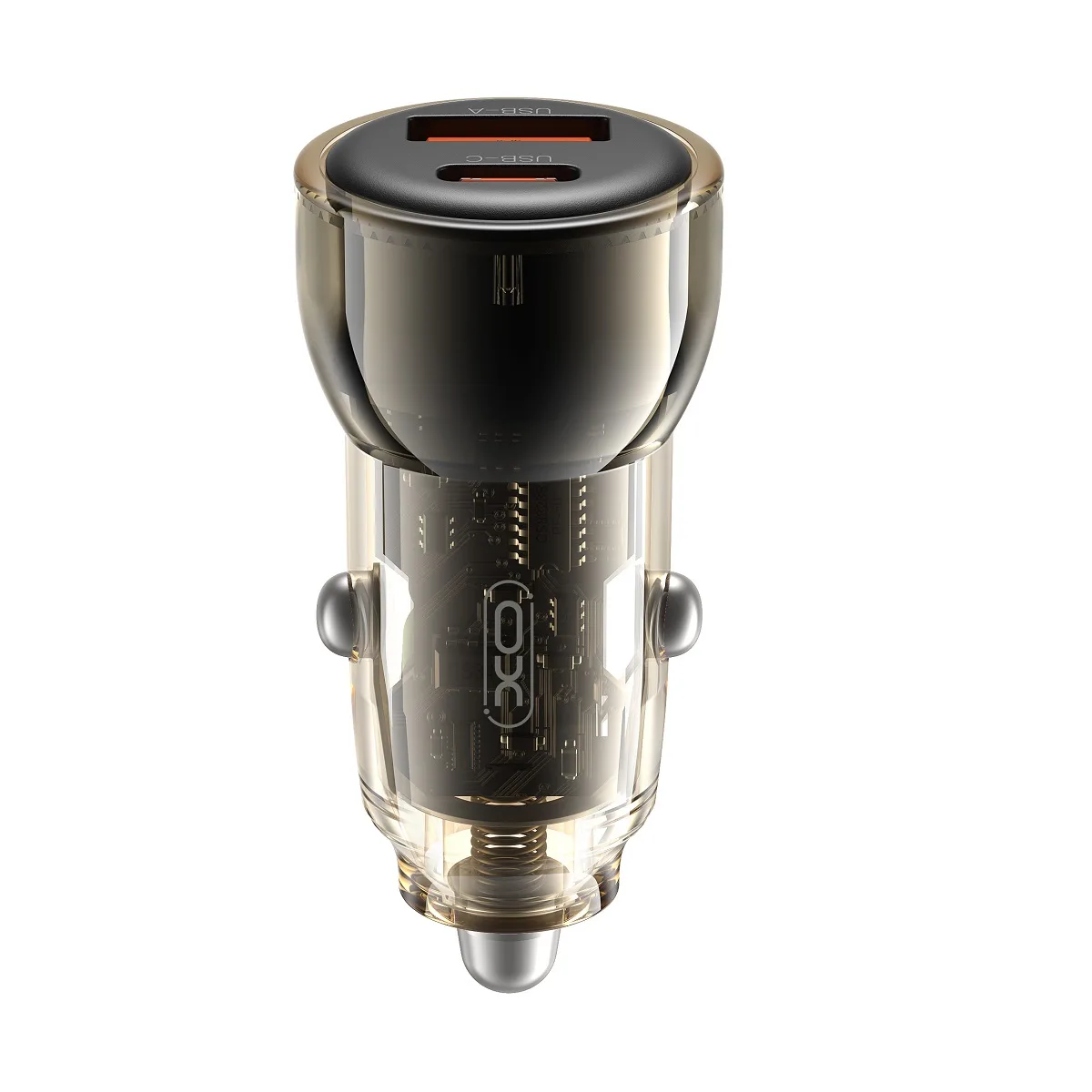 XO car charger CC60 60W 1x USB 1x USB-C black + USB-C – USB-C cable