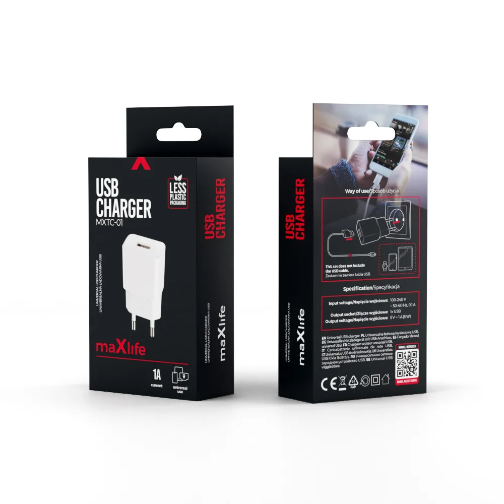 Maxlife MXTC-01 charger 1x USB 1A white