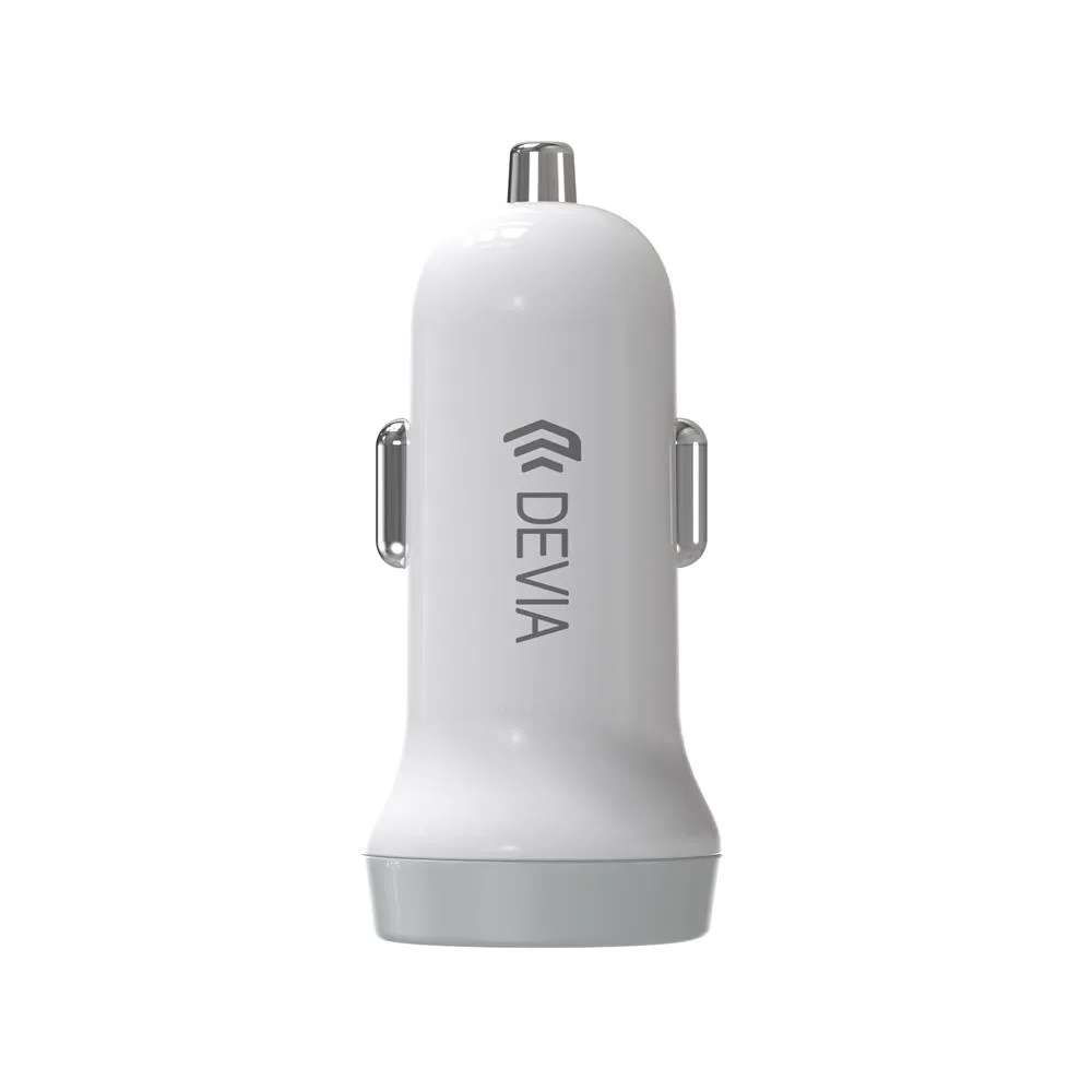 Devia bil laddare Smart 2x USB 3,1A vit + Lightning-kabel