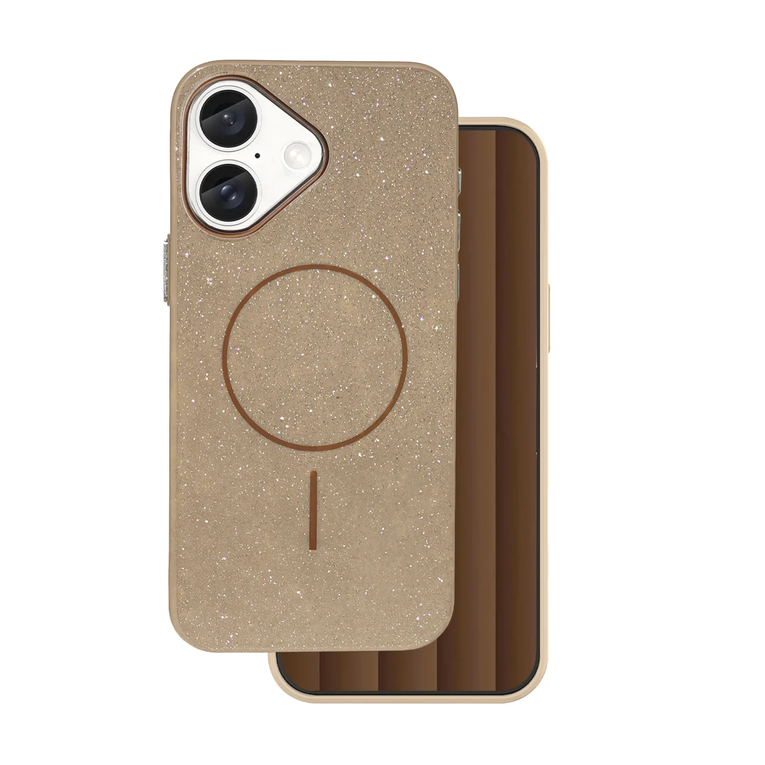 Glitter Thin Mag case for iPhone 16 6,1" brown