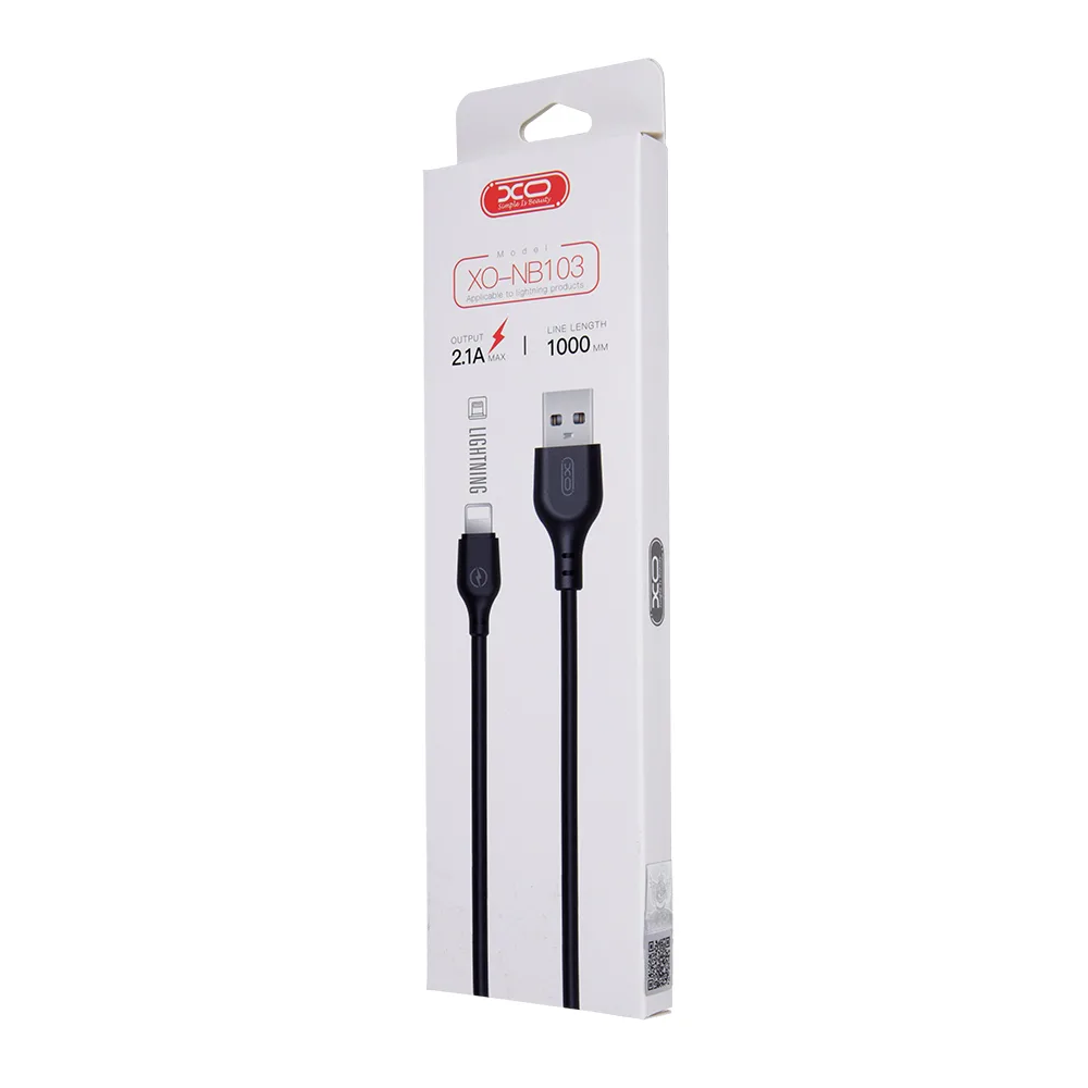 XO-kabel NB103 USB – Lightning 1,0 m 2,1A svart