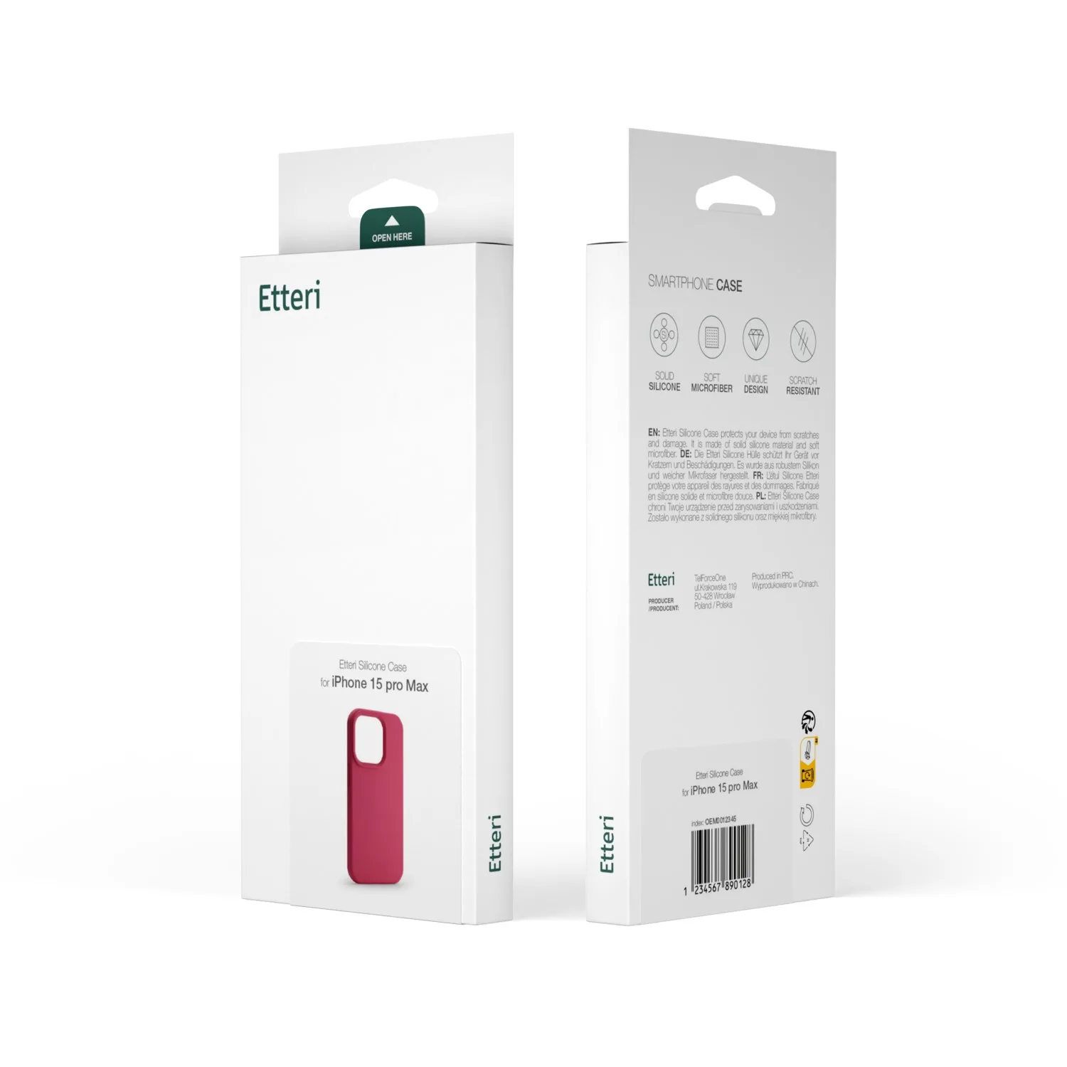 Etteri Silikonfodral för iPhone 15 Pro 6,1″ hallon