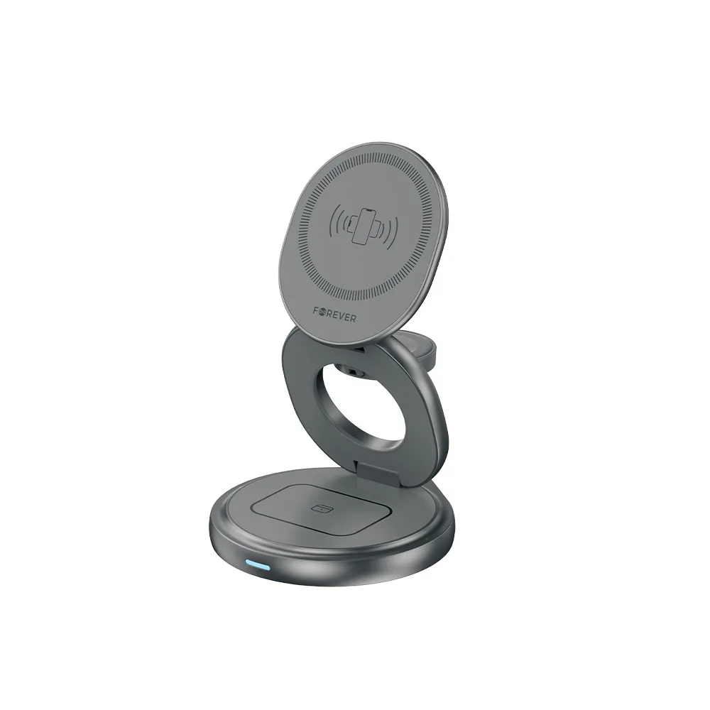 Forever MAWC-200 magnetisk trådlös laddare 15W grå 3-i-1