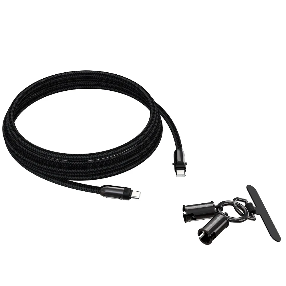 Devia kabelband 2in1 PD USB-C – USB-C 1,2 m 60W svart