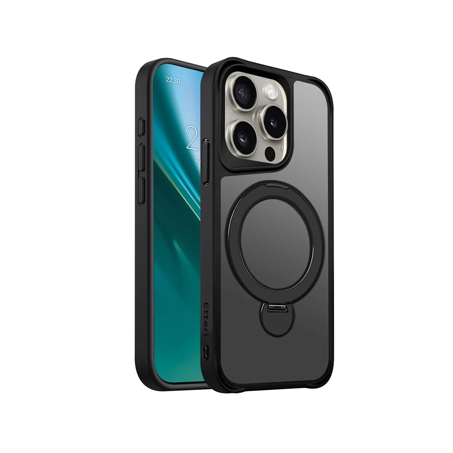 Etteri Matt Mag Ring case for iPhone 15 Pro 6,1" black