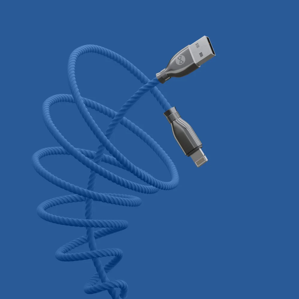 Forever Tornado kabel USB – Lightning 1,0 m 3A marinblå