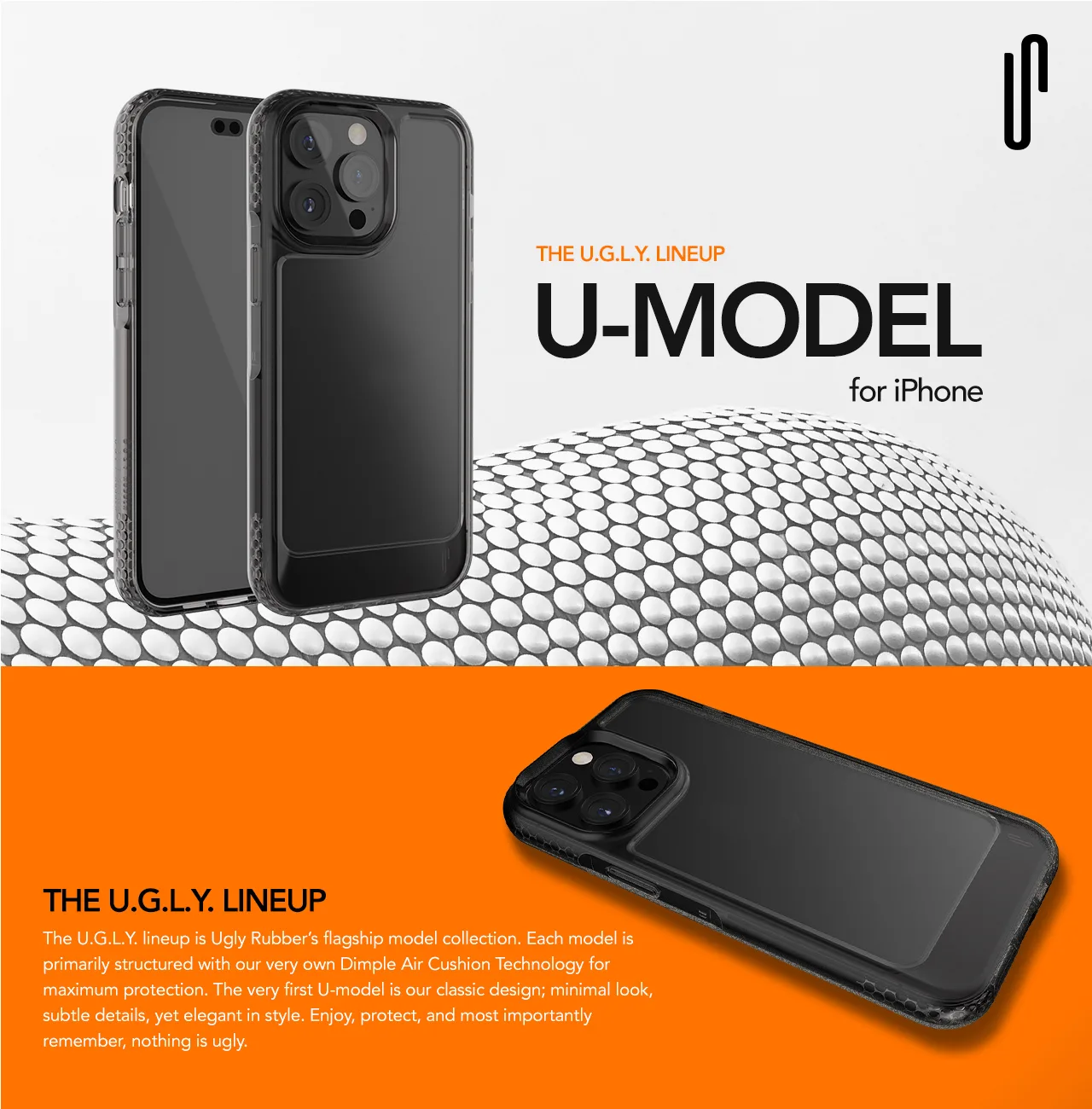 Ugly Rubber UMODEL-fodral för iPhone 15 Pro 6,1″ klarrosa