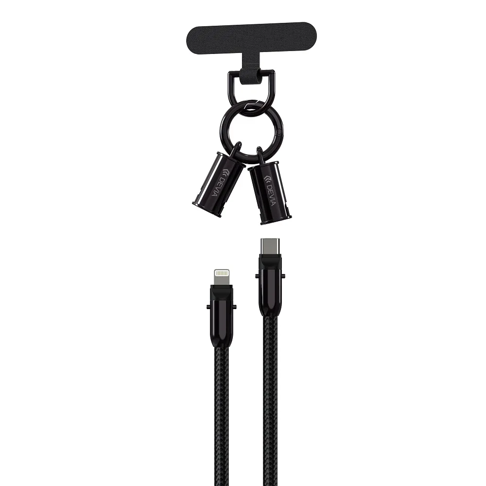 Devia sladdlina 2-i-1 PD USB-C – Lightning 1,2 m 27W svart