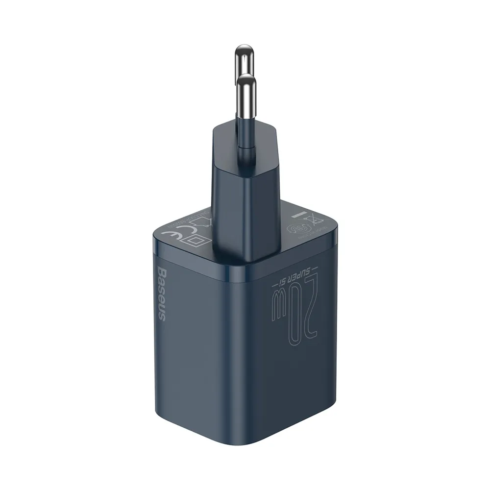 Baseus väggladdare Super Si PD 20W 1x USB-C blå + USB-C – Lightning-kabel
