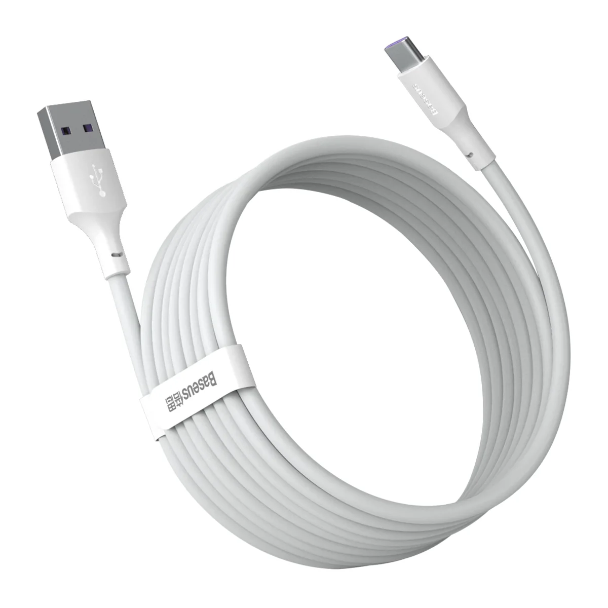Baseus cable Simple Wisdom USB – USB-C 1,5 m 5A white 2 pcs