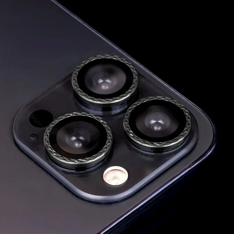 Set med linsglas för iPhone 11 svart romb (2 st)