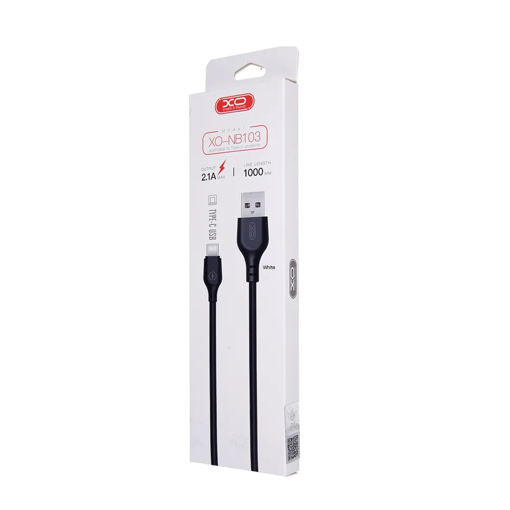 XO-kabel NB103 USB – USB-C 1,0 m 2,1A vit