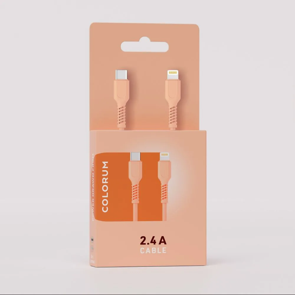 COLORUM USB-C – Lightning-kabel 1,8 m 2,4A CK12-CL-14 i Peach Fuzz