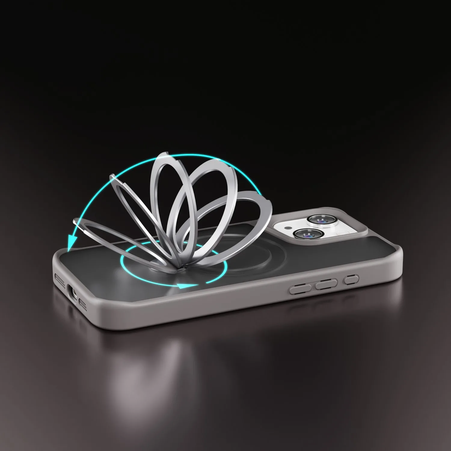 Etteri Matt Mag Ring-fodral för iPhone 14 6,1″ grå