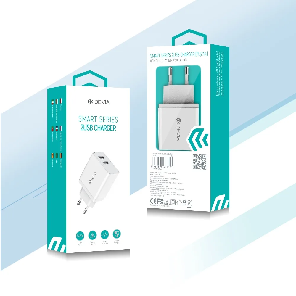 Devia wall charger Smart 2x USB 2,4A white