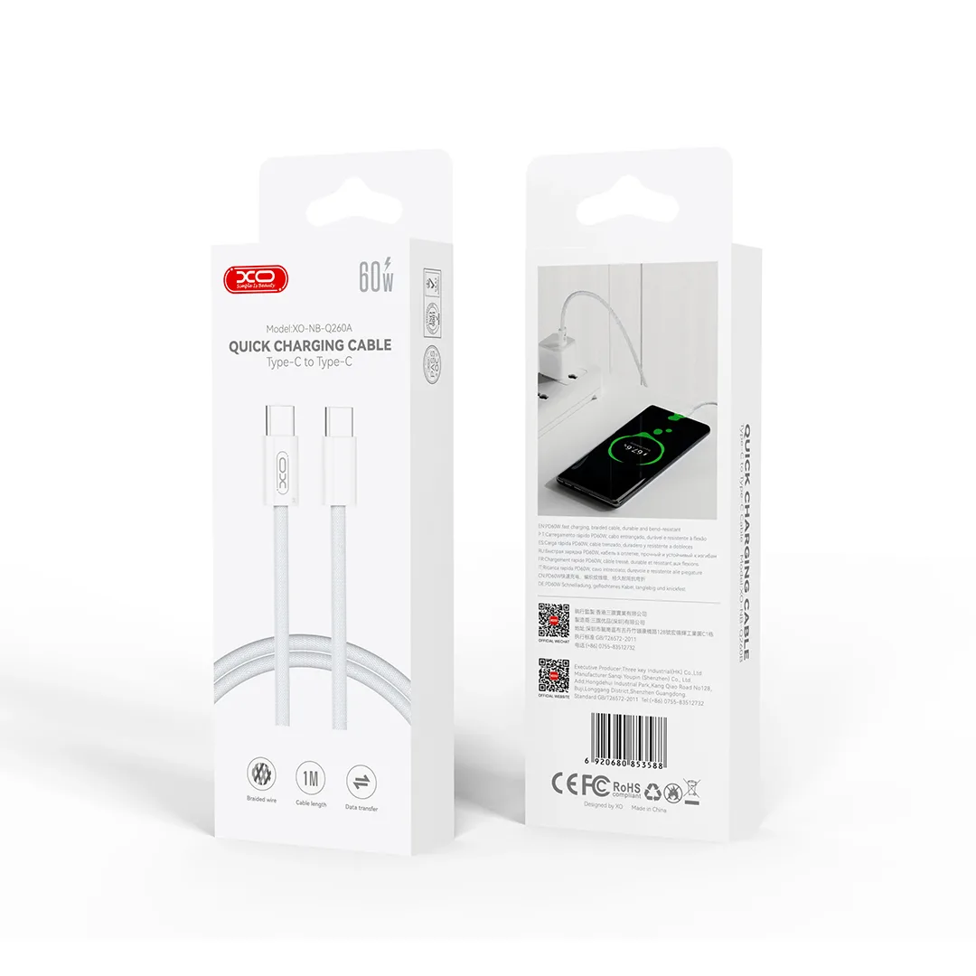 XO cable NB-Q260A PD USB-C – USB-C 1m white 60W