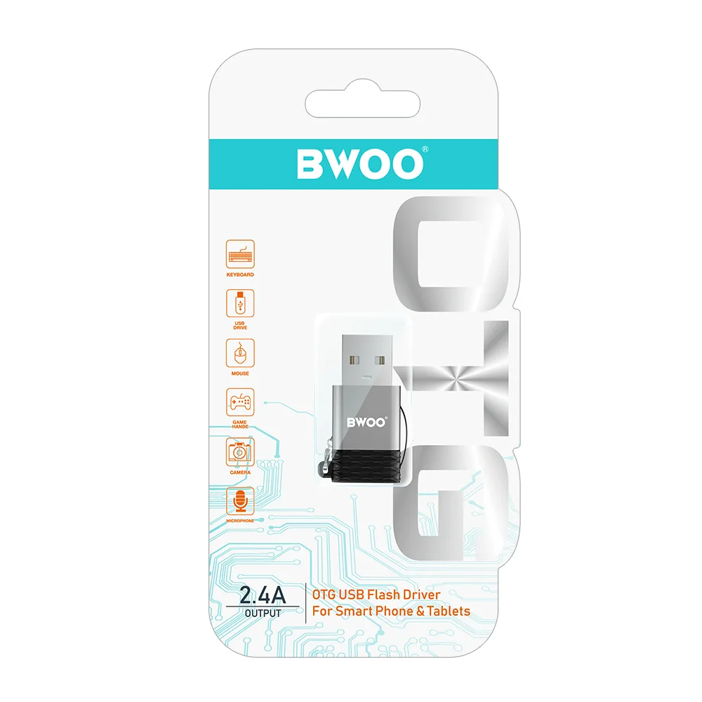 BWOO Adapter USB-C – USB Grå OTG BZ-38