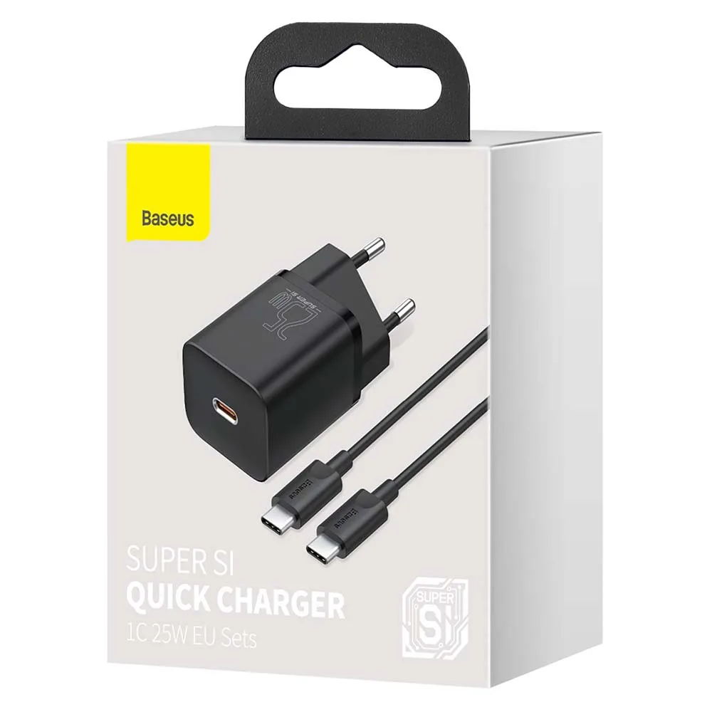 Baseus wall charger Super Si PD 25W 1x USBC black + USB-C – USB-C cable