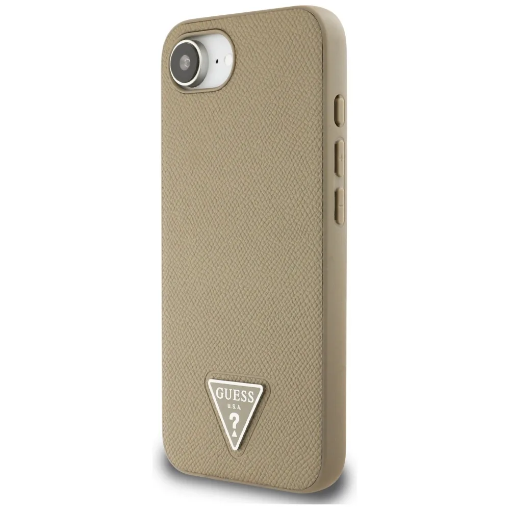 Guess HC MagSafe Kornig PU Triangel-logo-fodral för iPhone 16e Brun