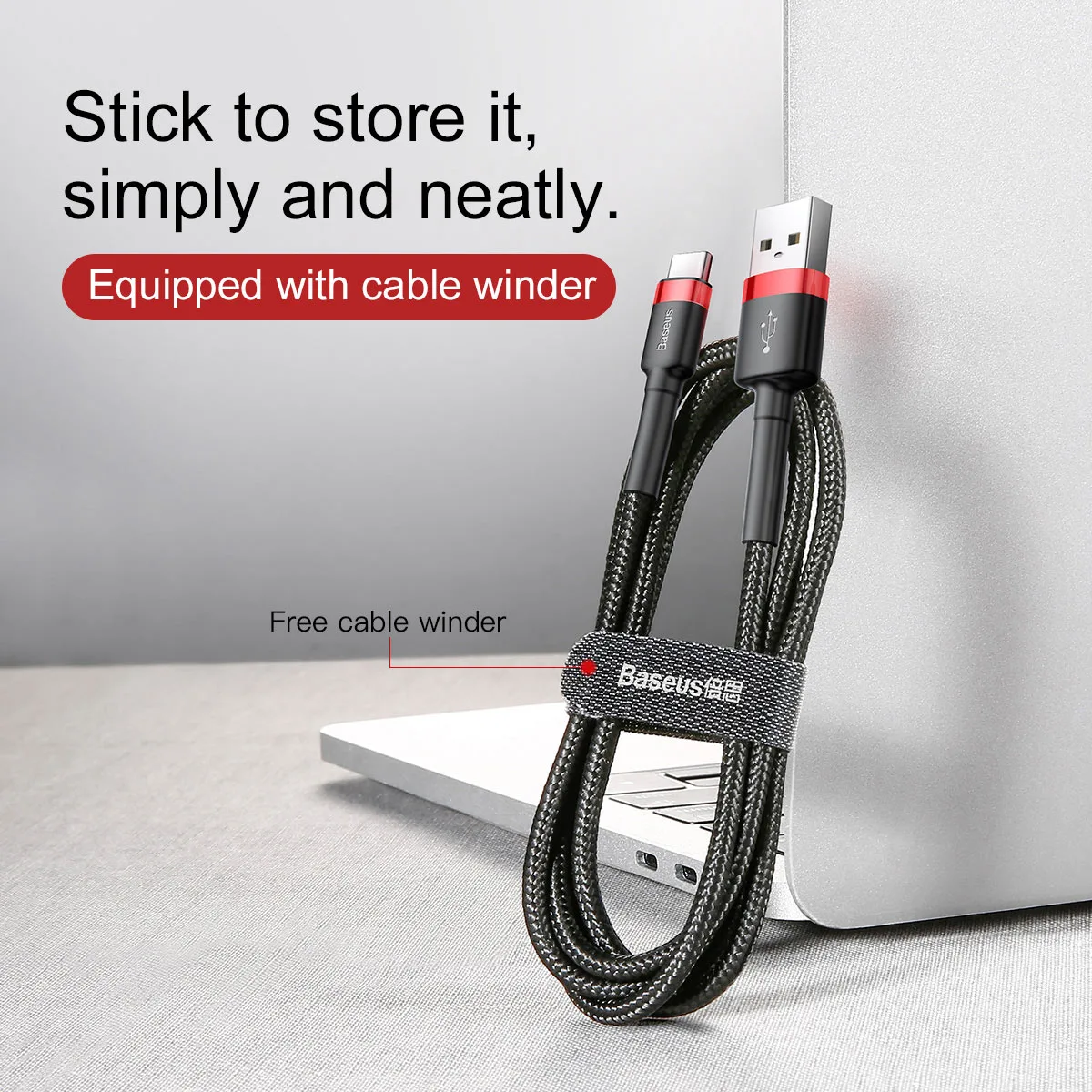 Baseus cable Cafule USB – USB-C 0,5 m 3A red-black